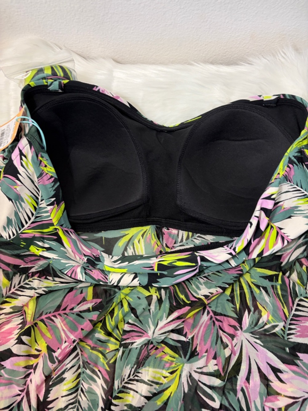 NWT Kona Sol Tropical Leaf Print Plus Size Swim Tankini Top - Picture 8 of 13
